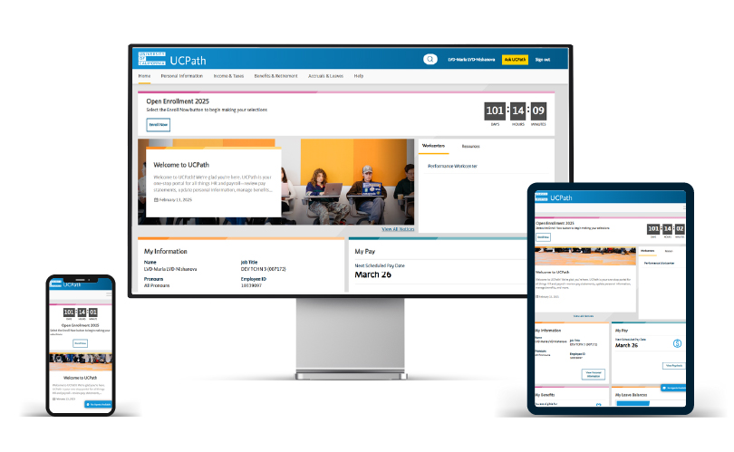 UCPath Updated Portal displayed on different devices